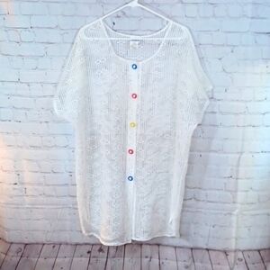 Womans Beach Cabana Vintage Woman  ‎ Mesh Swimming Coverup L